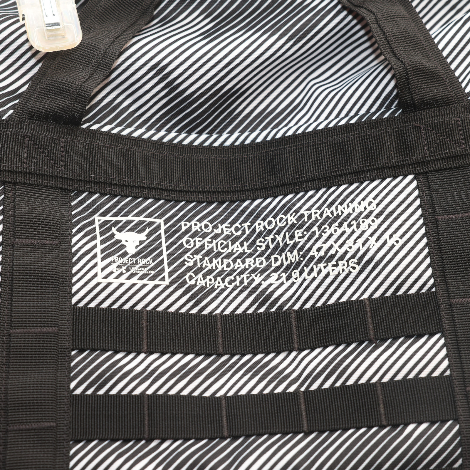 Under Armour Project Rock Top Loading Backpack UA Training Black White Classic