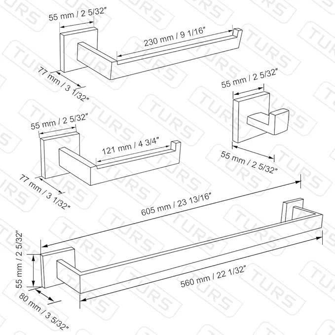 Matte Black 4-Piece Complete Bathroom Accessory Set Towel Bar & Hardware Kit