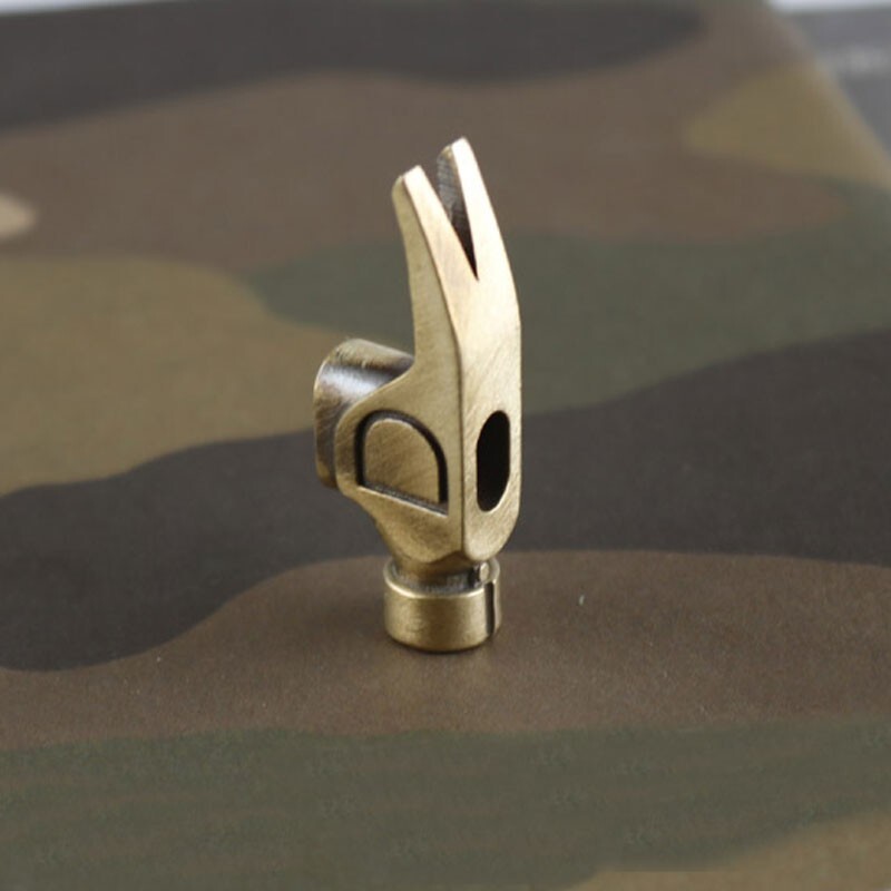 EDC Solid Retro Brass DIY Hammer Creative Crowbar Keychain Knife Pendant Tool