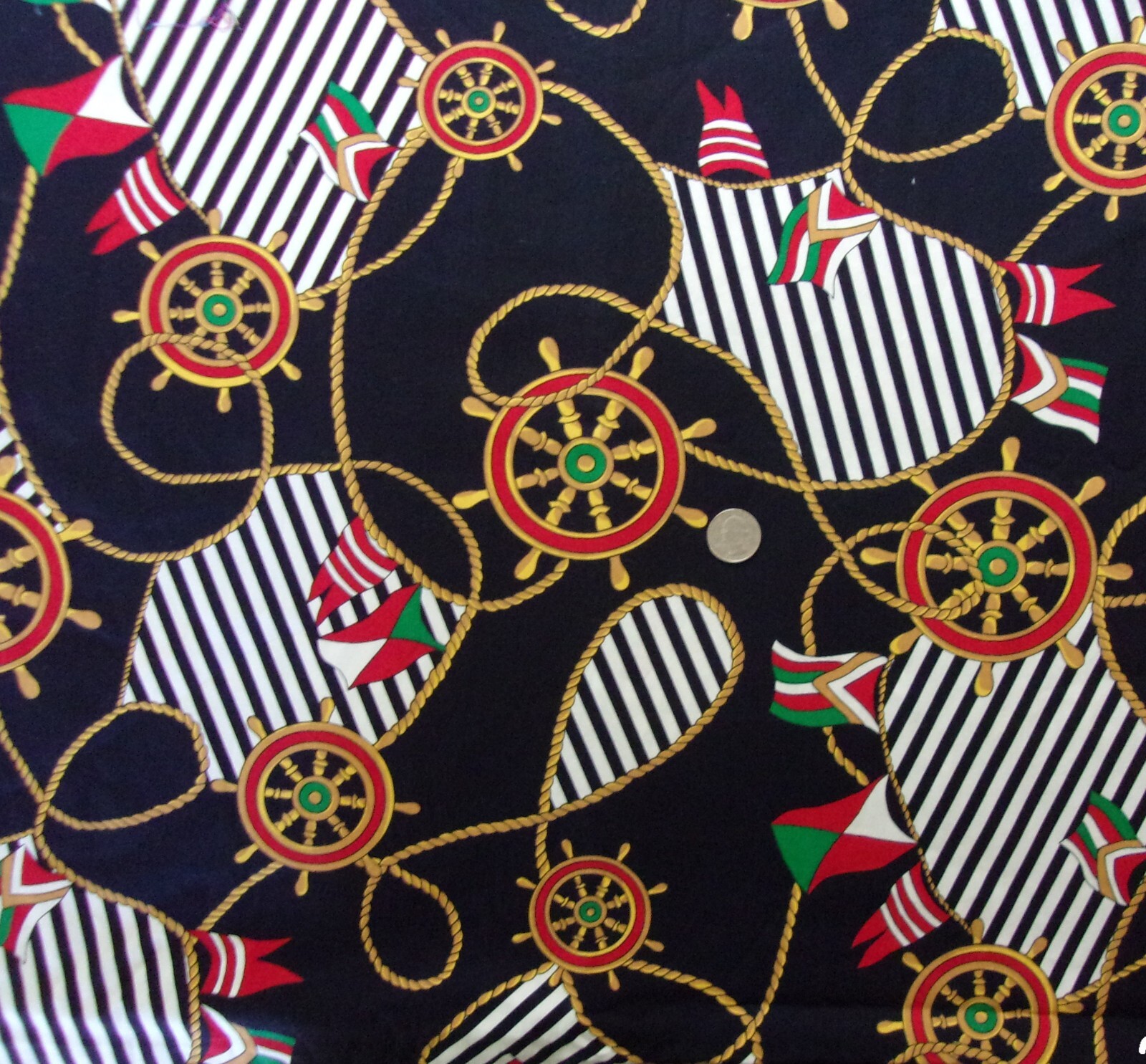 Cranston Schwartz Liebman Nautical Flags Marine NAVY BLUE Cotton Fabric 74 X 58"