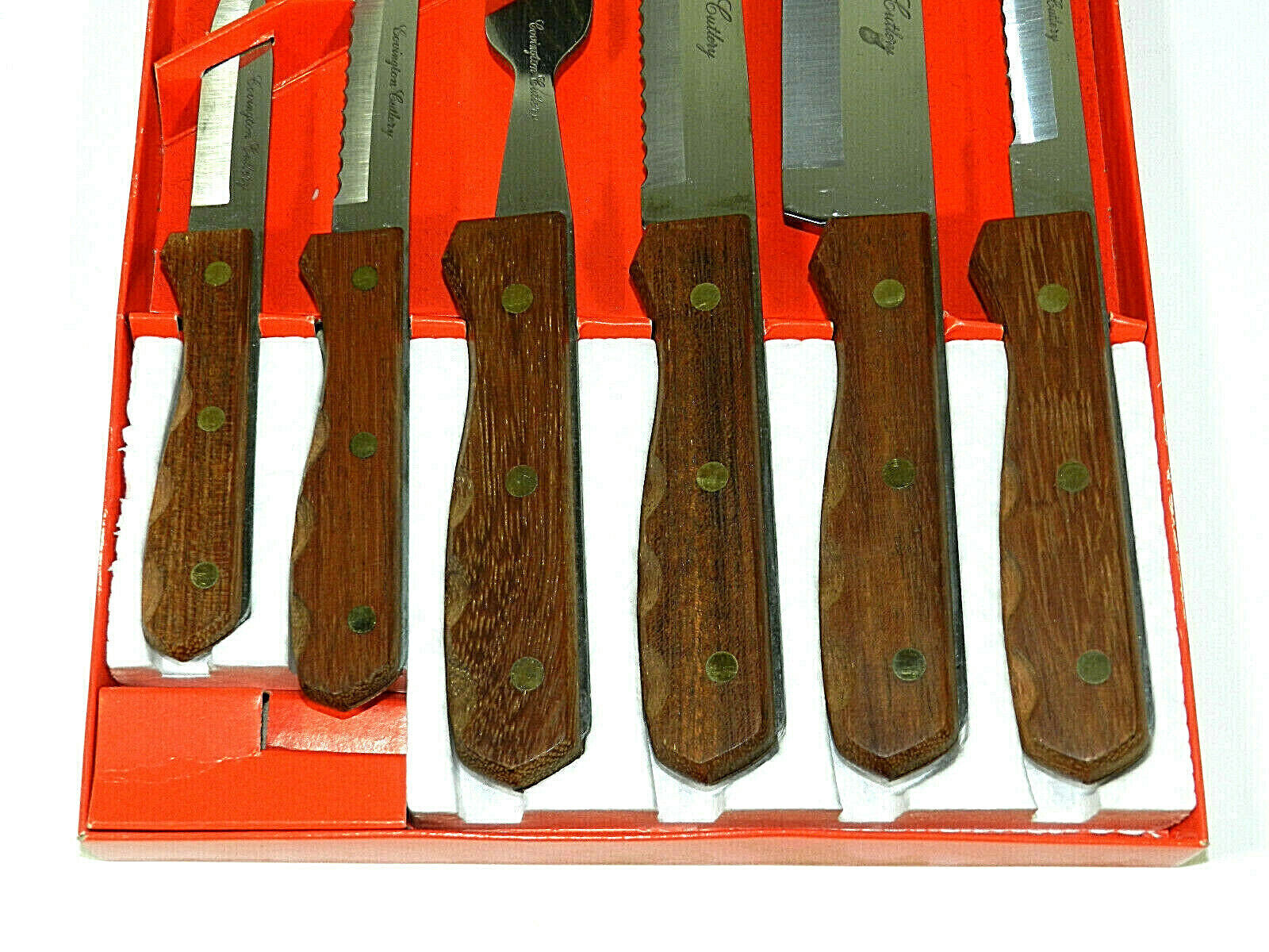 Vintage Covington Cutlery Knife Set Wood Handles 6 Piece All Purpose Japan