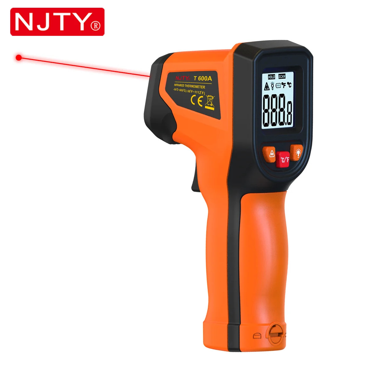 NJTY T600 T600A Digital Infrared Thermometer Gun -58°F to 1112°F (-50℃ to 600℃)