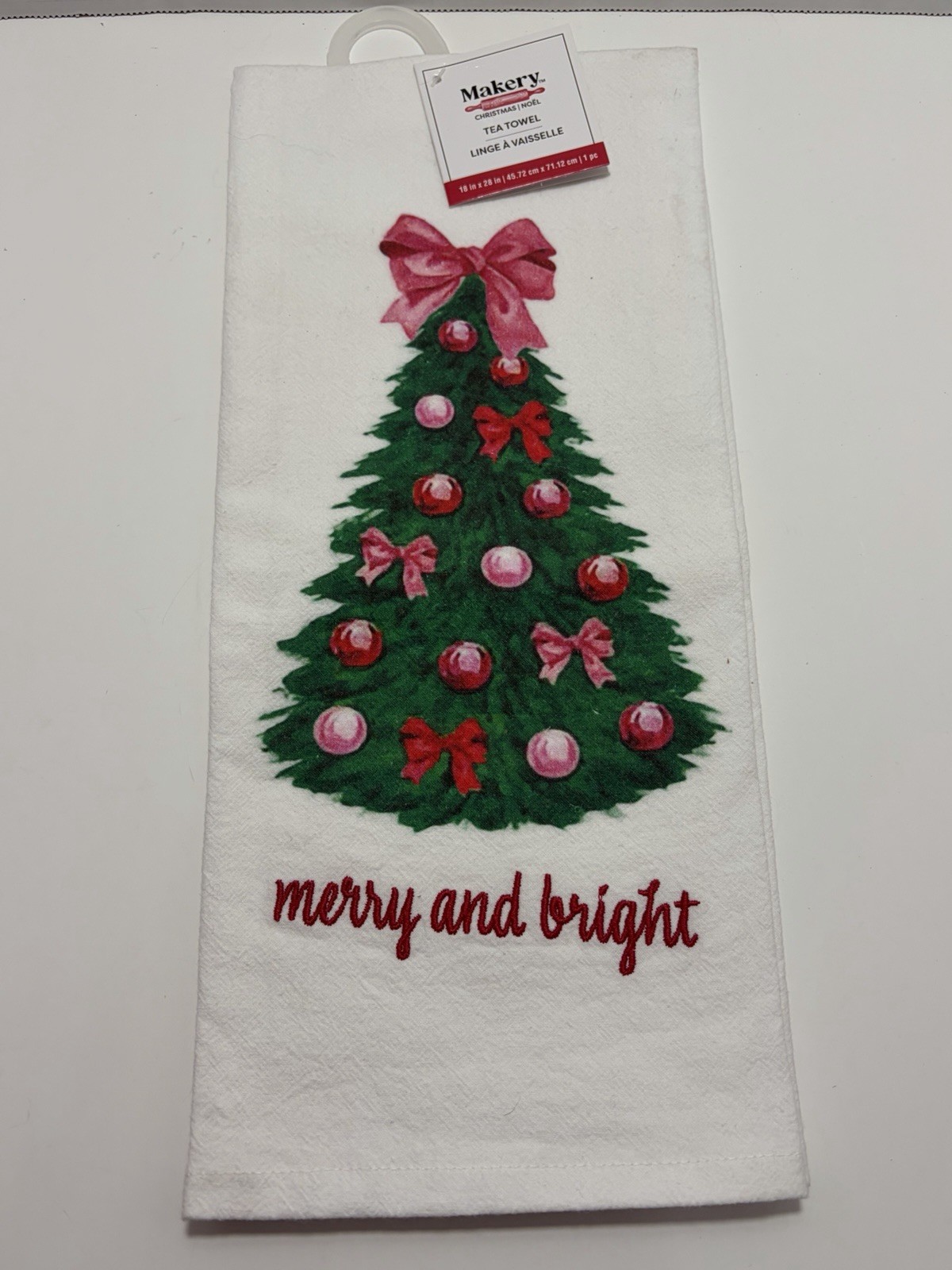 Makery Tea Towel Tree Merry And Bright 18in X 28in