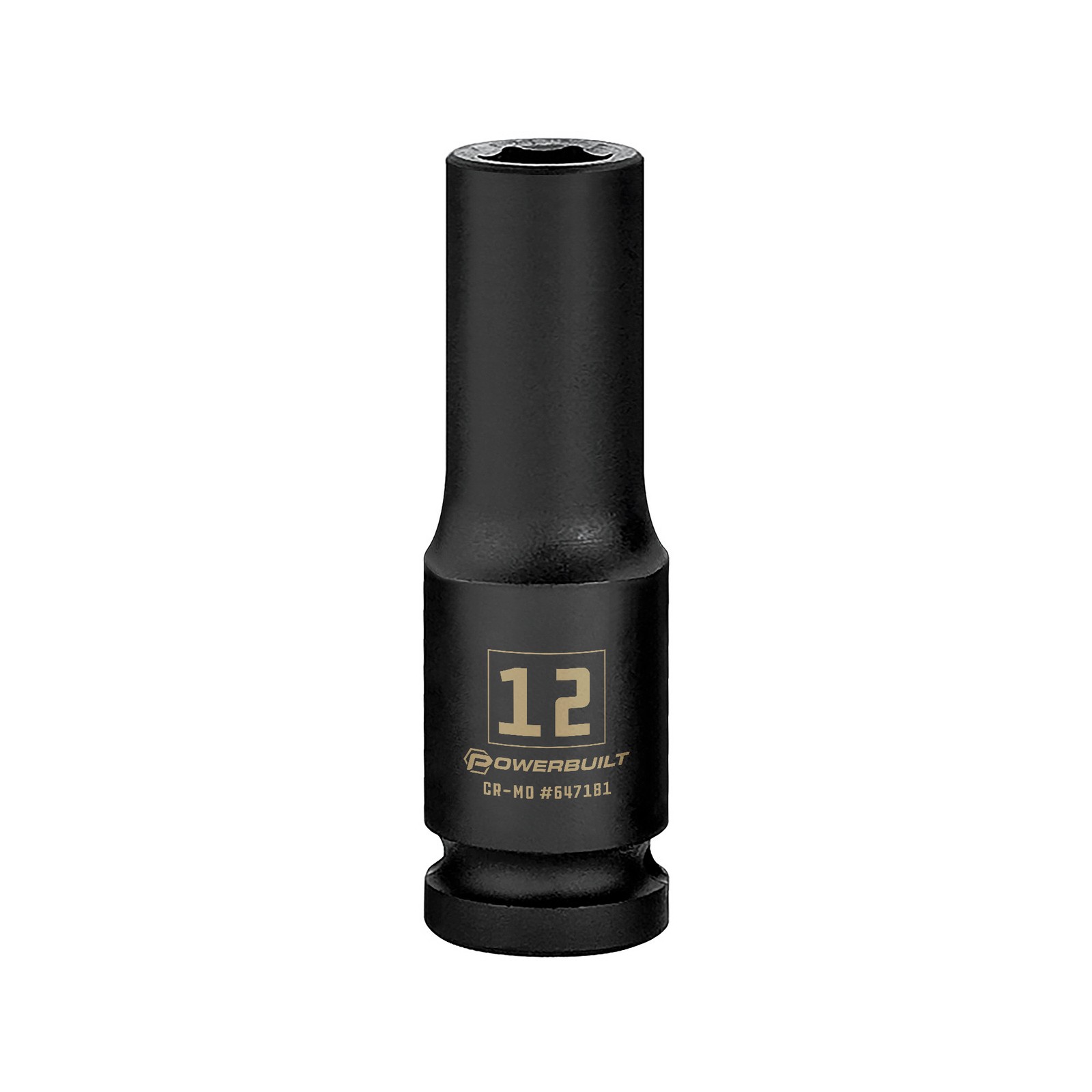 Powerbuilt 1/2 Inch Drive x 12 MM 6 Point Deep Impact Socket - 647181