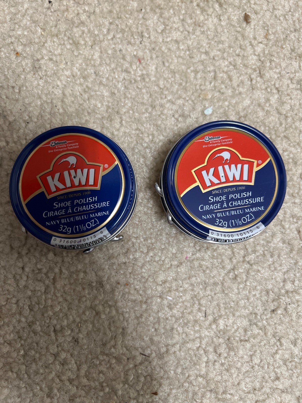 2x Kiwi Blue Shoe Polish Renews & Protects Blue  Leather Classic Shine 32g ea.