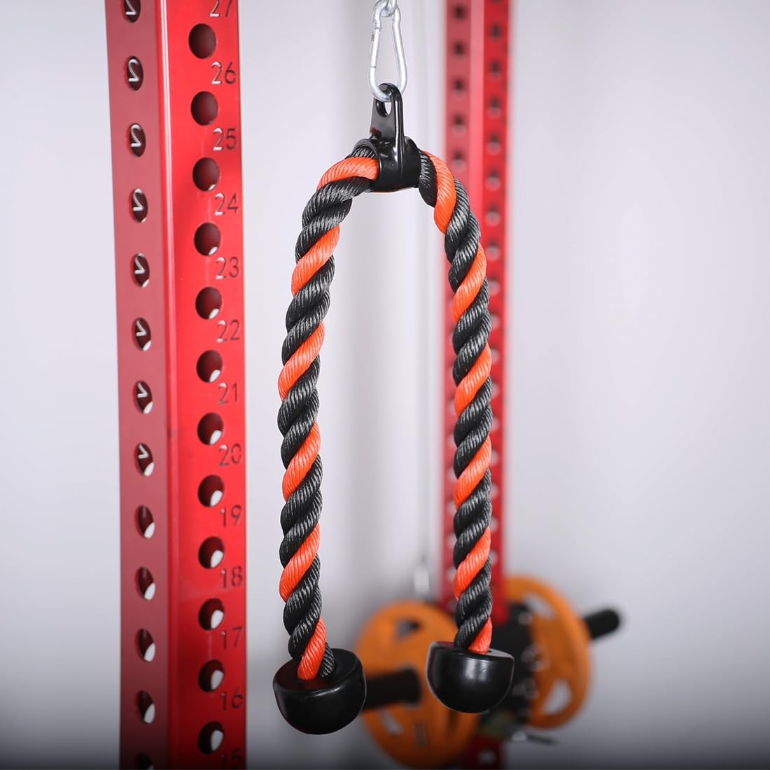 Heavy Duty Tricep Rope Cable Attachment for Pulldown Machines, 36" Black/Red
