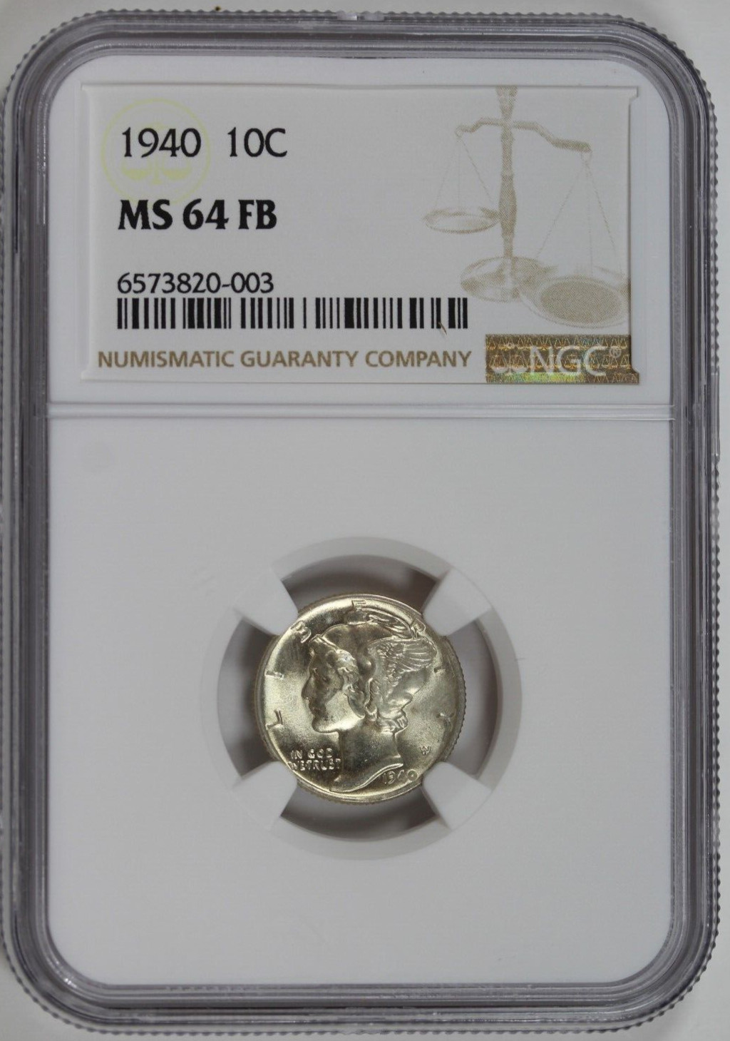 1940 Mercury Dime : NGC  MS64FB