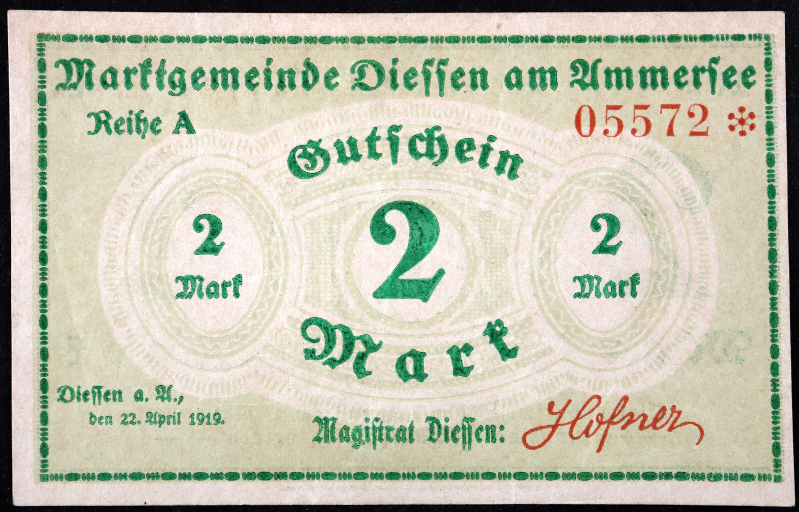 DIESSEN 1919 2 Mark Grossnotgeld German Notgeld Banknote