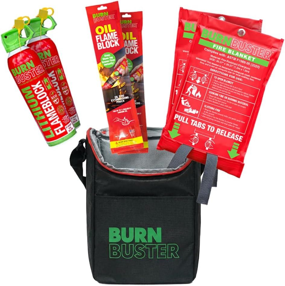 Fire Safety Pack of 6-2X Lithium-Ion Fire Suppression Gel, 2X Emergency Blanket