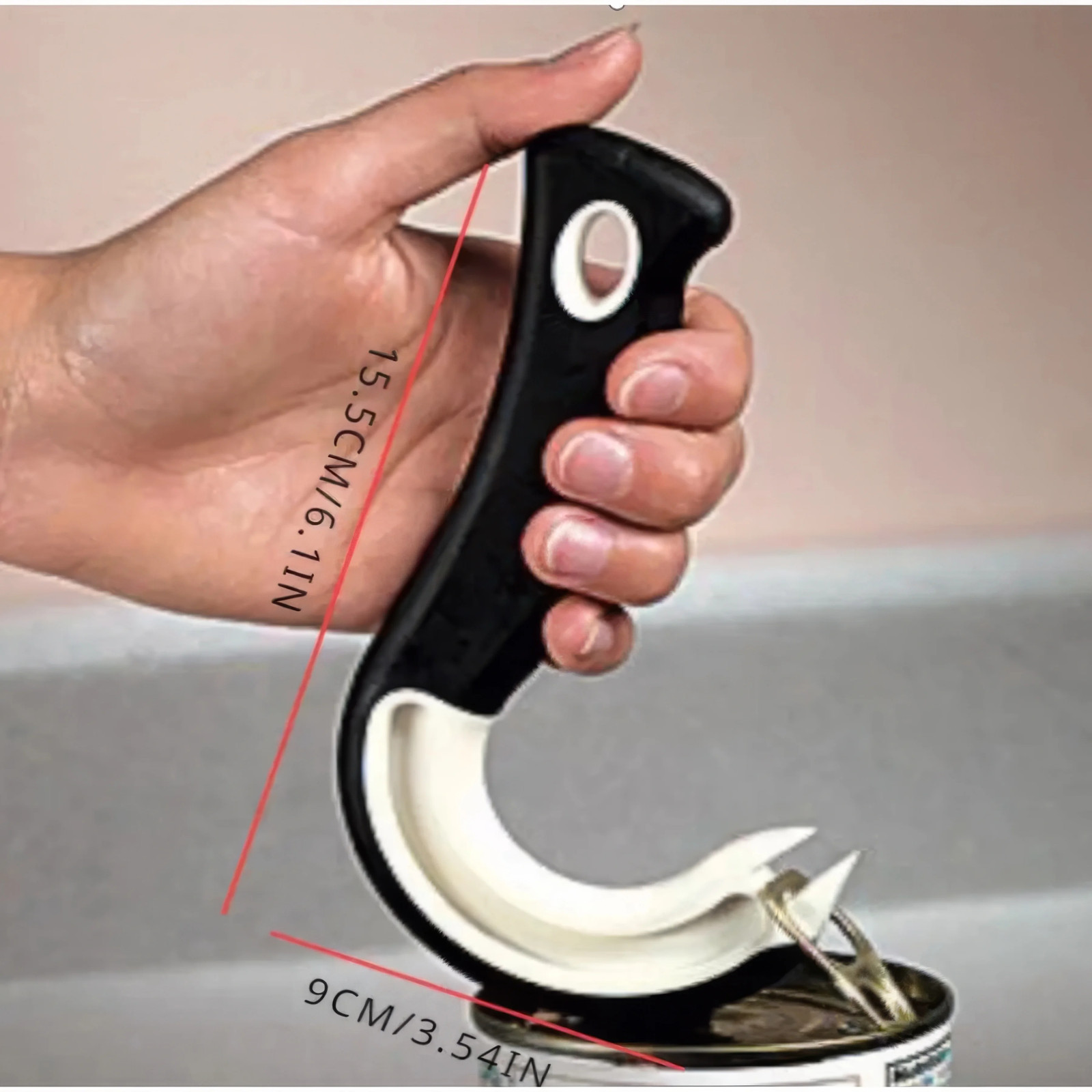 1 Piece Hook Type Can Opener Black, Easy to Grip Hook Design for Easy Opening, S