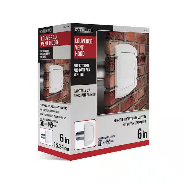 Everbilt 6 in. Louvered Exhaust Vent Hood in White - 592164 - Free Shipping