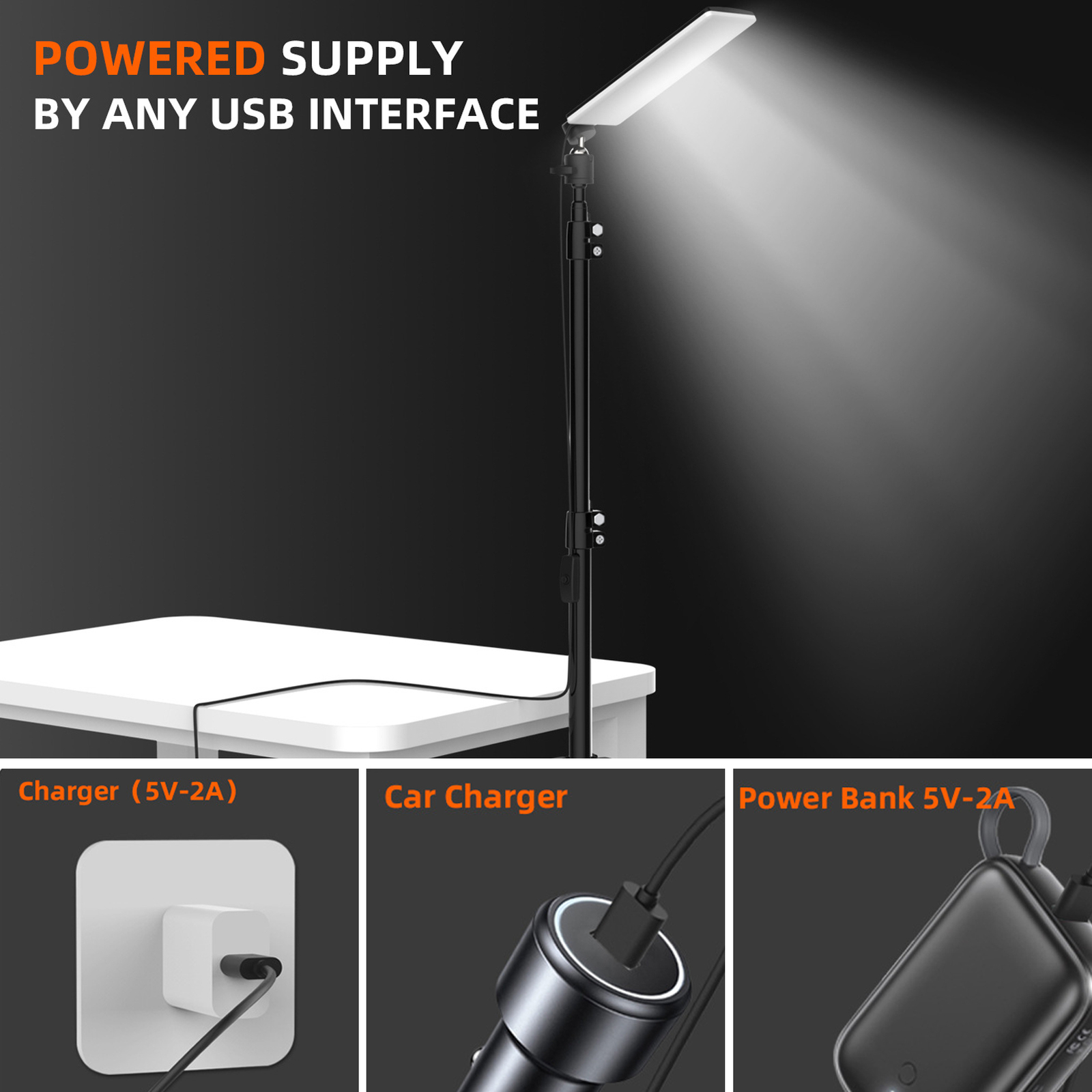 71" Telescoping Tripod Work Light 1680 Lumen Portable Camping Light LED USB Lamp