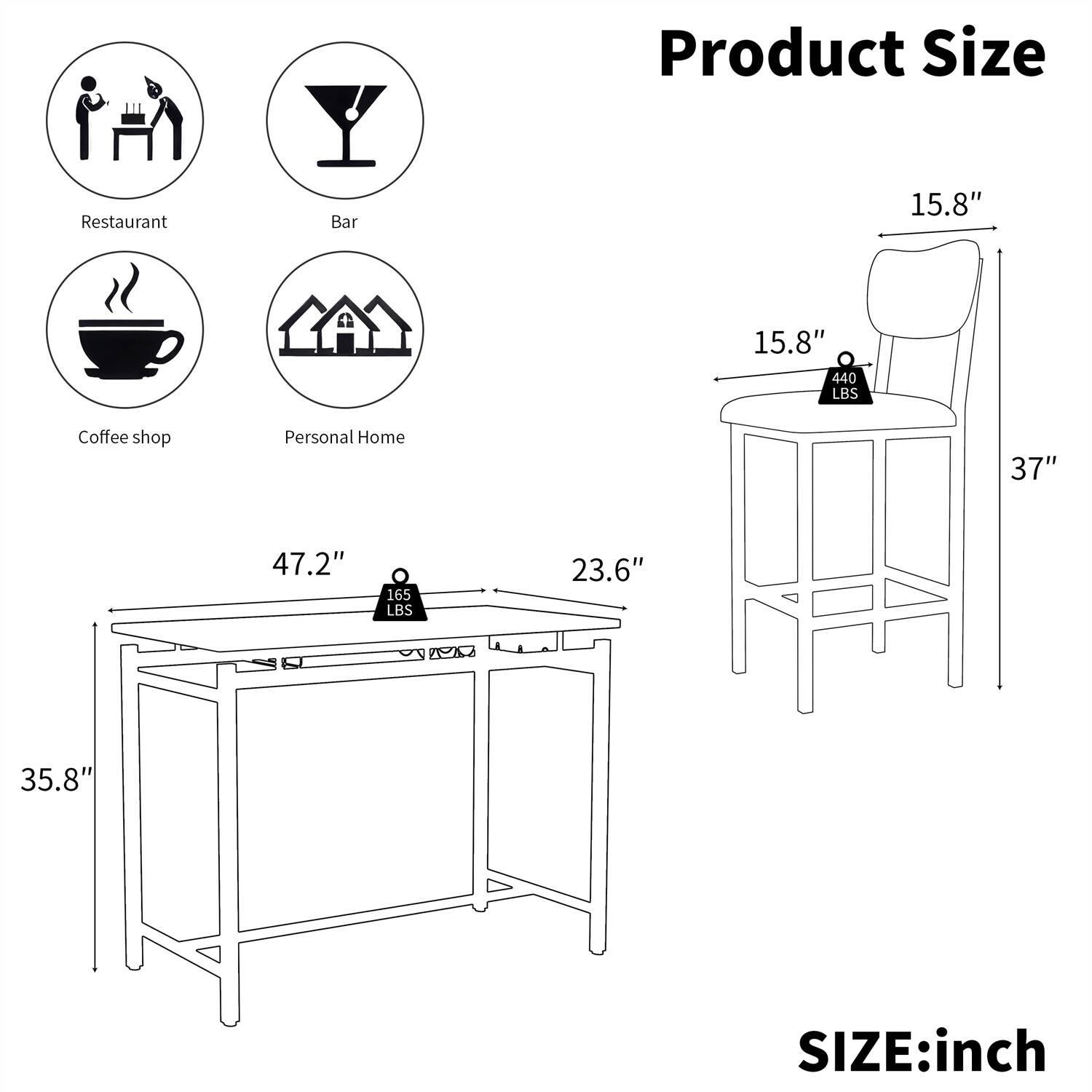 3 Piece Dining Table Set Table and 2 Chairs Home Kitchen Breakfast Furniture