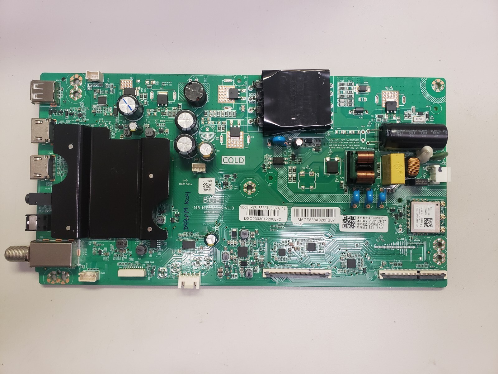 Vizio 43" 21201-03427 Main Board Power Supply for D43FM-K04 (LBVFK5KY Serial)