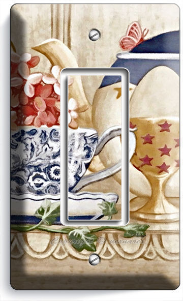 RUSTIC COUNTRY KITCHEN DISHES SINGLE ROCKER LIGHT SWITCH WALL PLATE COVER DECOR