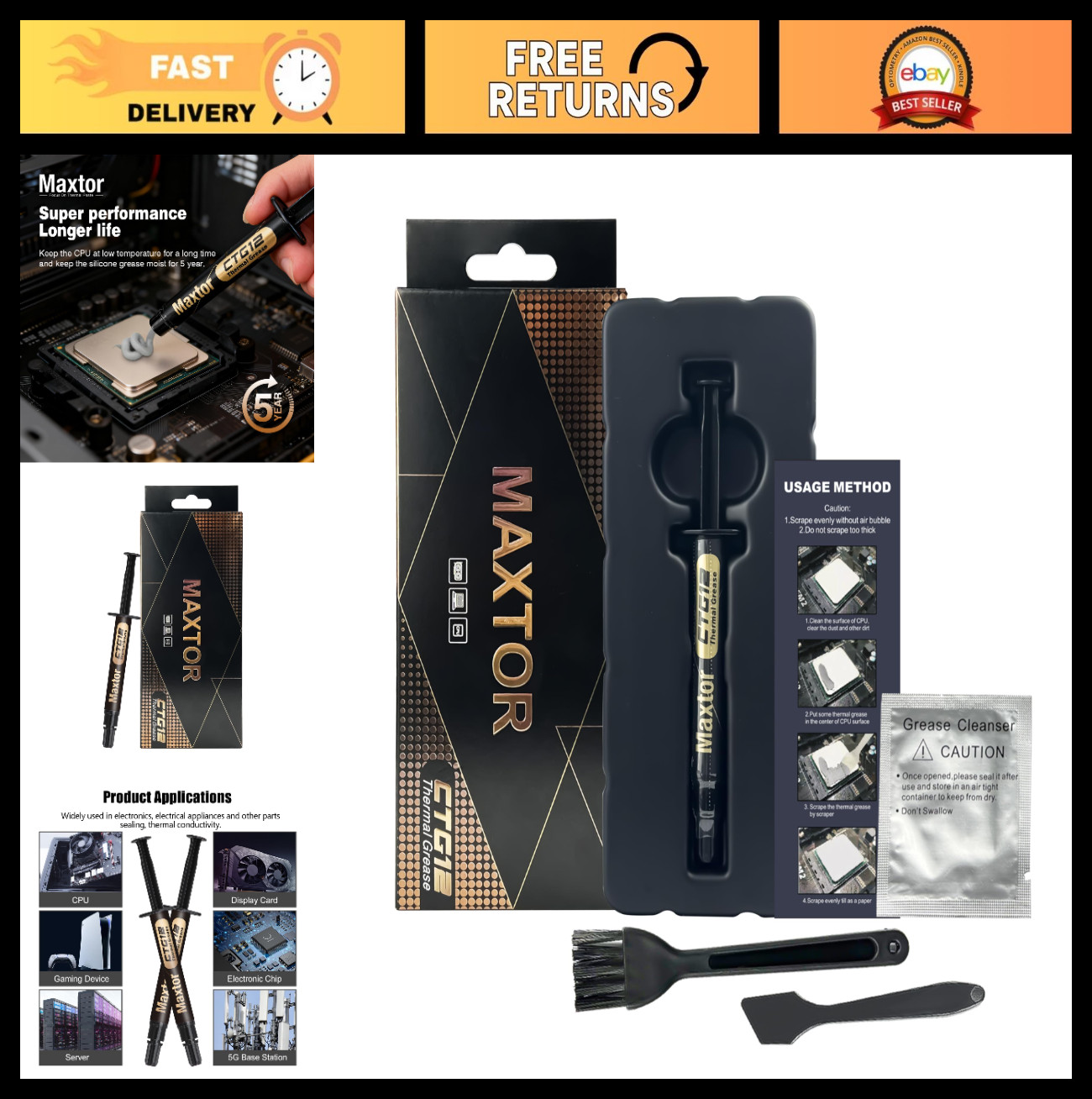 High-Performance Thermal Paste for CPU GPU Cooling, Non-Conductive 4g for PC PS4