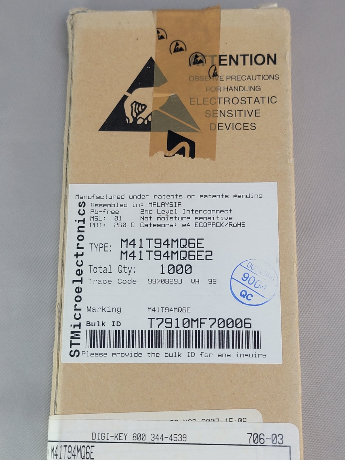 STMicroelectronics M41T94MQ6E Serial Real-Time Clock IC RTC Chip SPI NVRAM Qty50