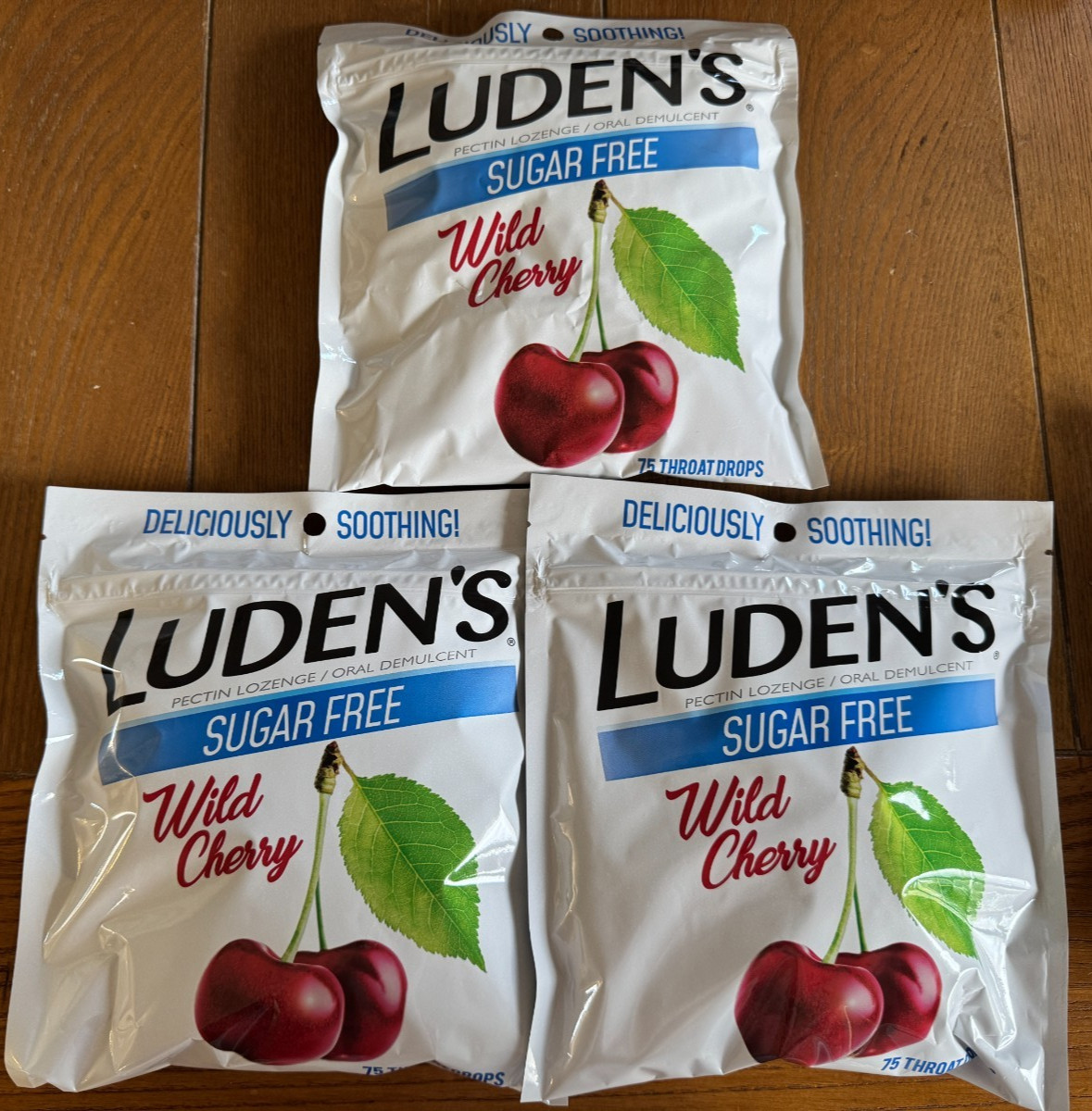 3 BAGS LUDEN'S Sugar Free Wild Cherry 75 Count EACH 225 TOTAL 10/25 SEALED