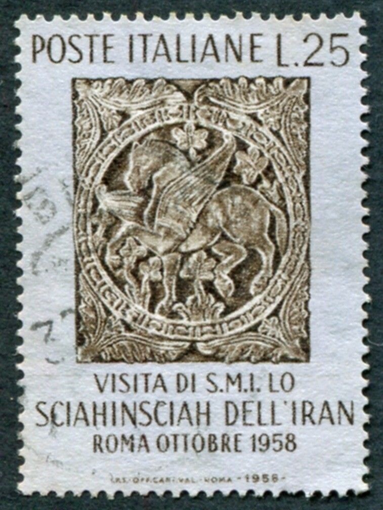 ITALY 1958 25l sepia and pale lavender SG977 used NG Shah Visit ##W48