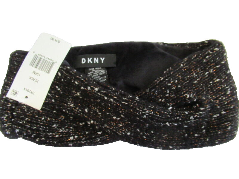 Dkny Women's Warm Fleece-Lined Headband Heather Black New