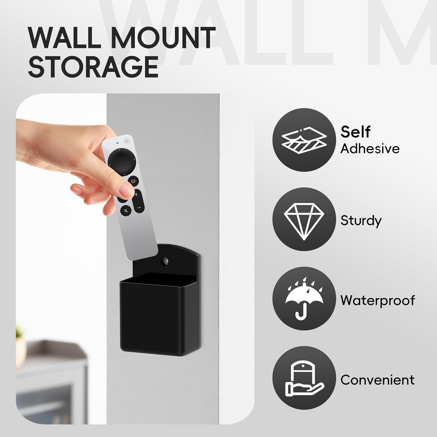 2-Pack Wall-Mounted Remote Control Holder and Organizer for Home and Office