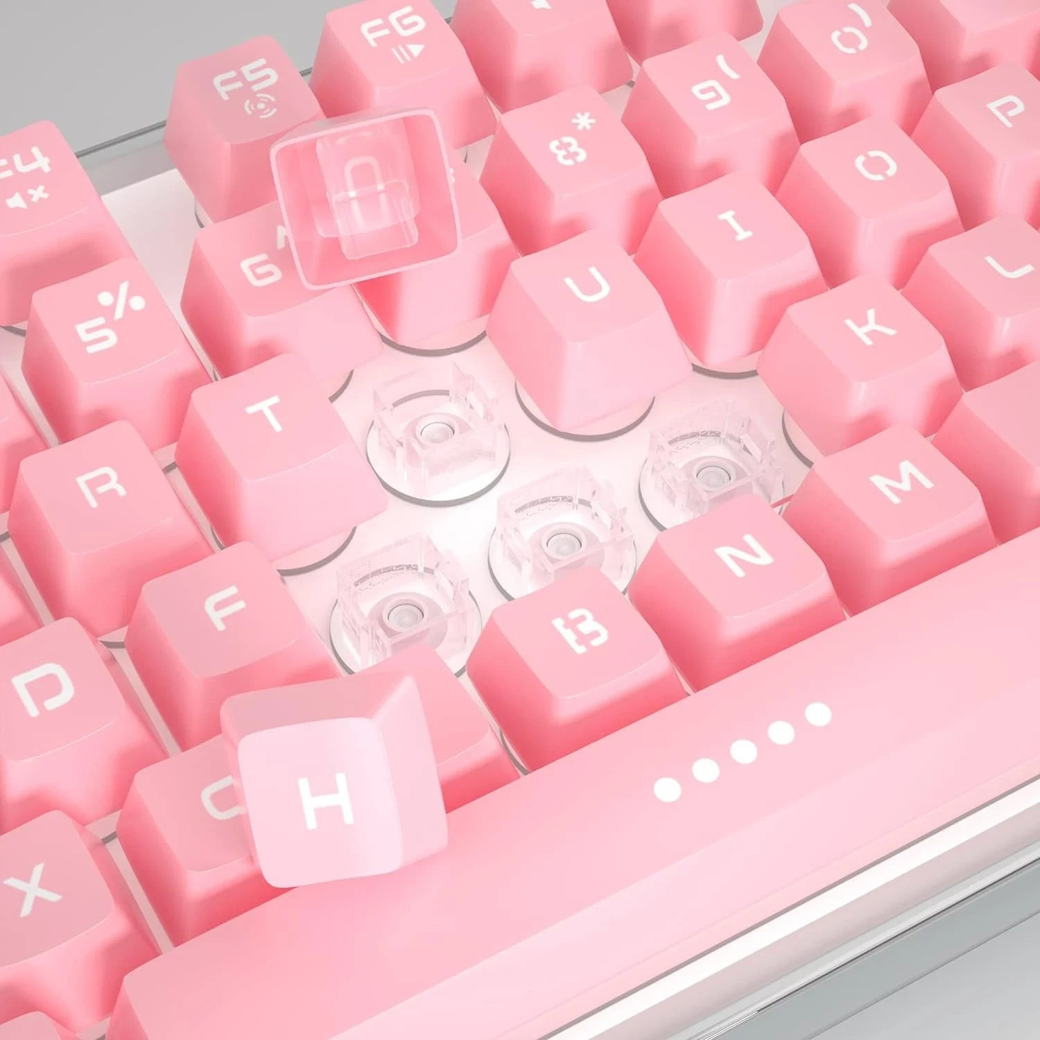 Gaming Keyboard, pink Solid Colors Backlit Wired Keyboard Pink