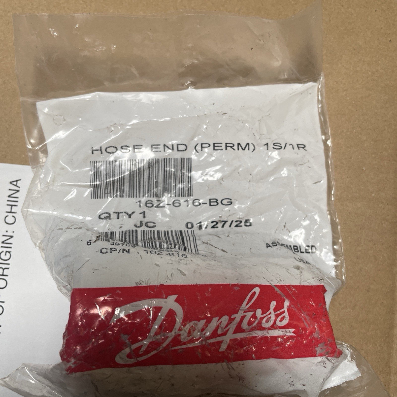 DANFOSS 16Z-616-BG Weatherhead Z Series Crimp Hose Fittings Jic 3 for Eaton