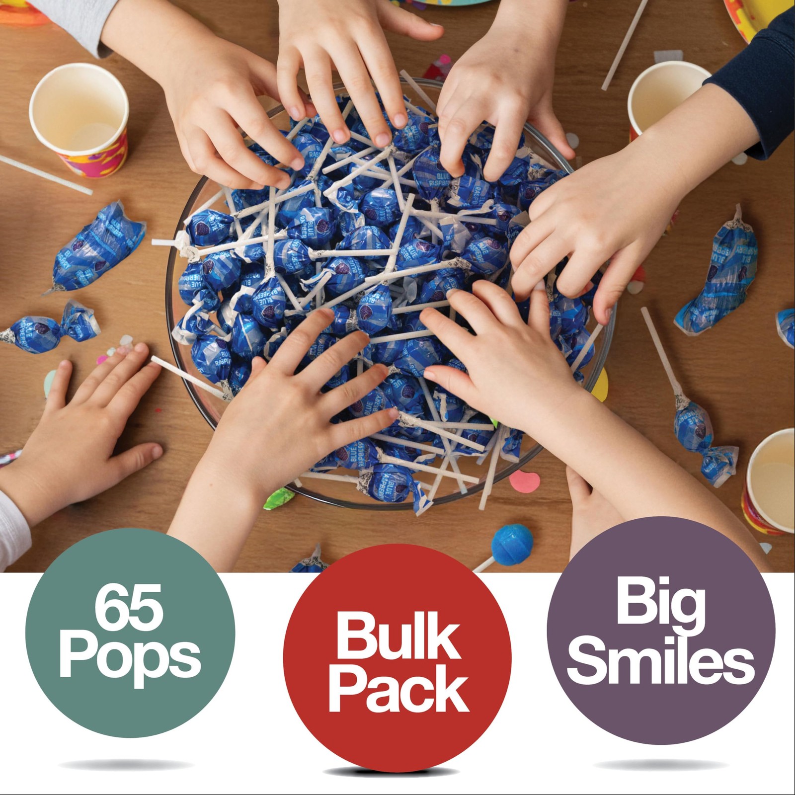 Blue Raspberry Lollipops 65 Count Bulk Candy Individually Wrapped Treats