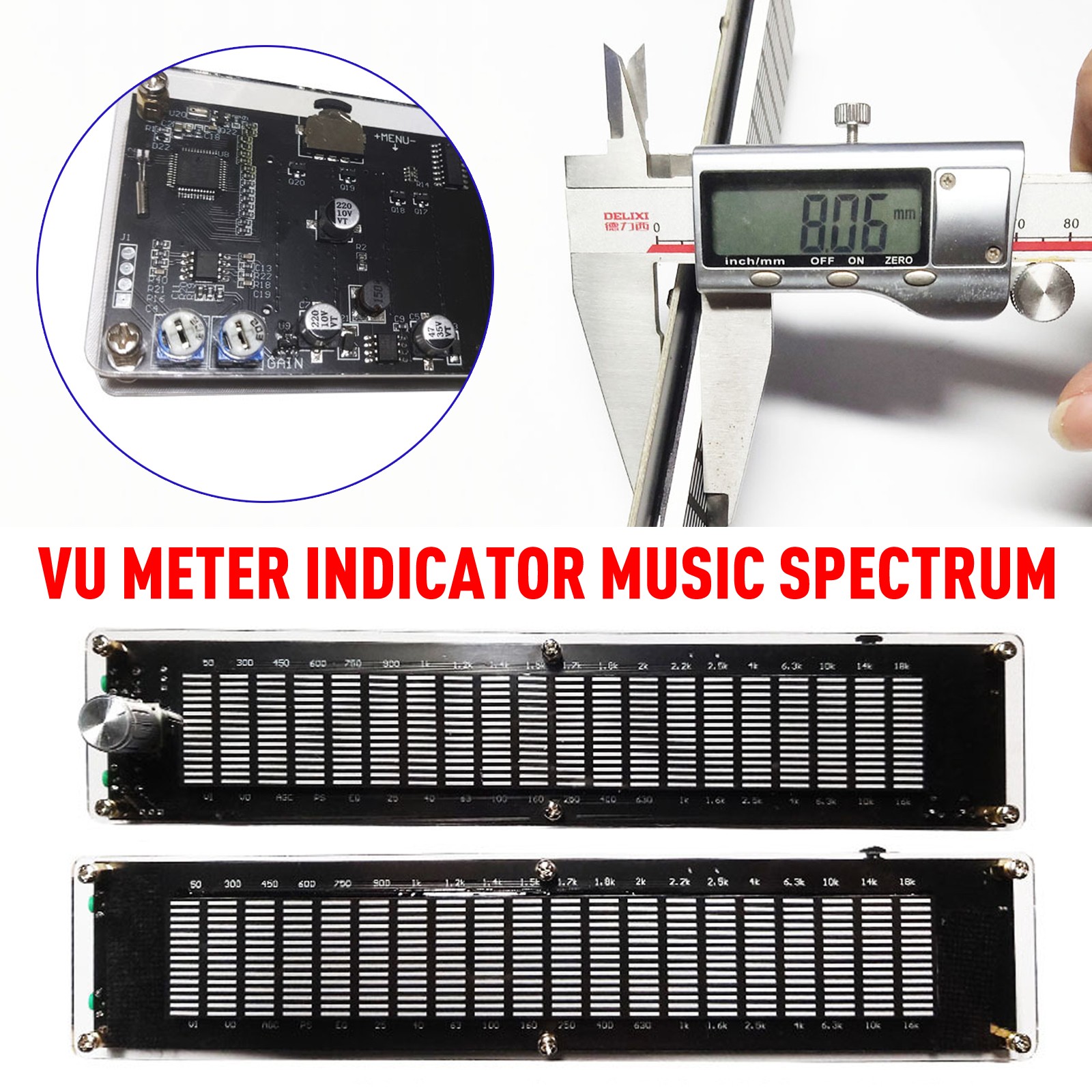 VU Meter Indicator Music Spectrum Analyzer 20 Segment 15 Level LED Display w/DSP