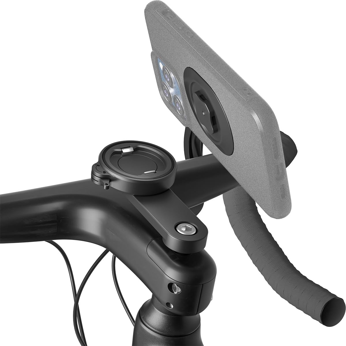 Bike Stem Phone Mount with Dual Lock Buckles – CNC Aluminum Center Holder for...