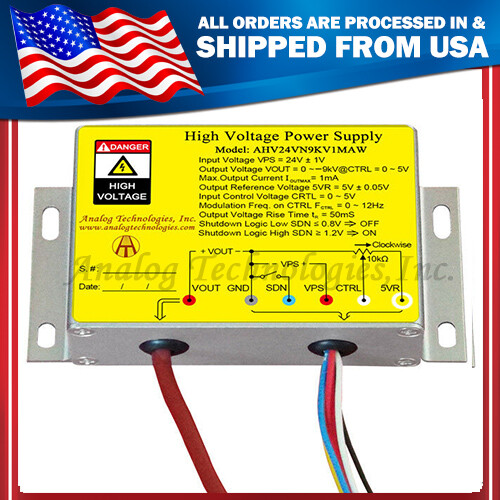 AHV24VN9KV1MAW High Voltage DC-DC Power Supply 24V Input -9kV 1mA Output
