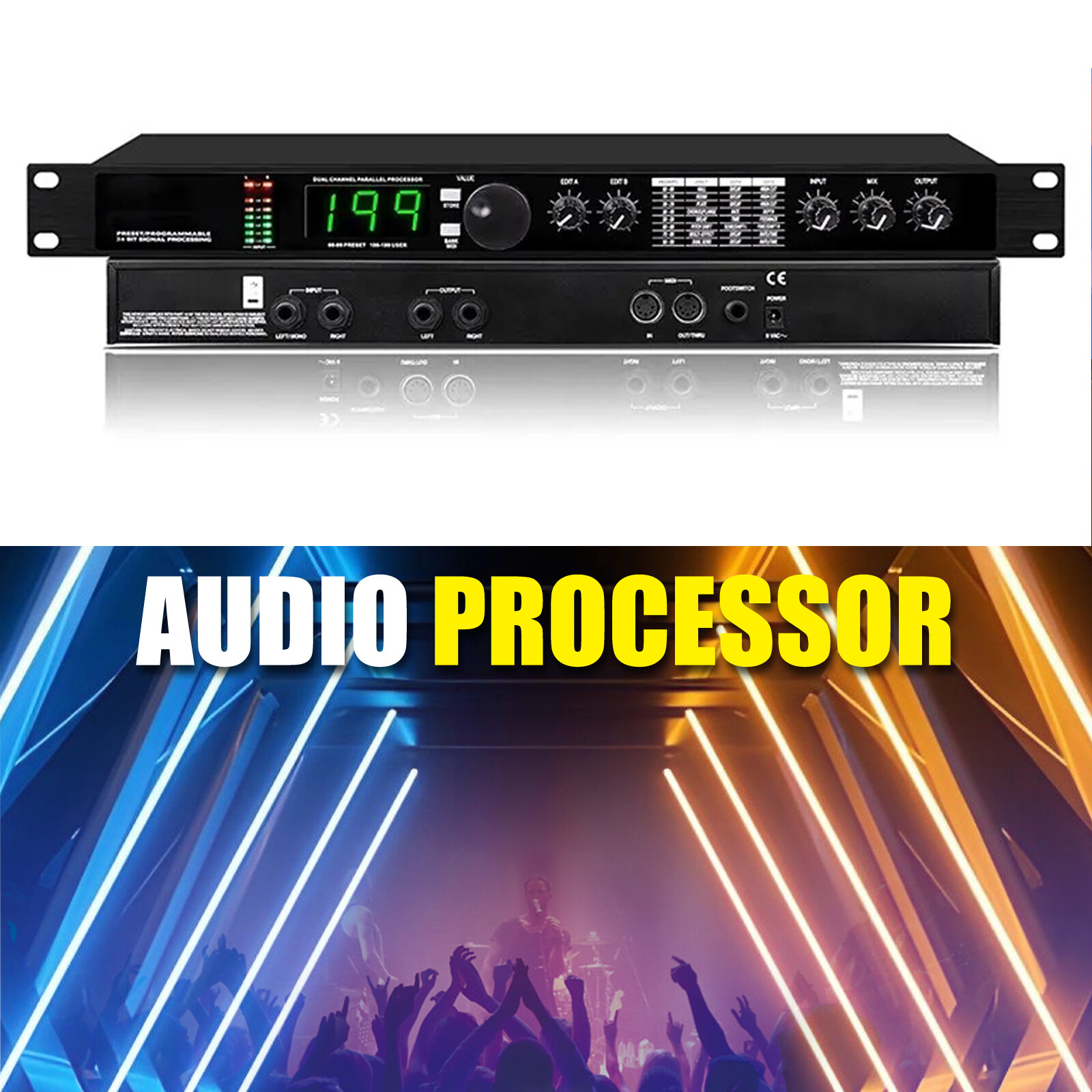 Pro Digital Reverb Multi Effect Dsp Processor Audio Equalizer Vocal Mic