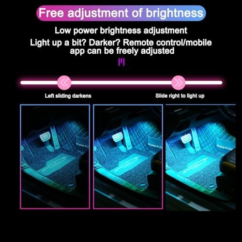 Car Interior LED Lights, 8 in 1 4PCS Vehicle Ambient Lamp USB Interface