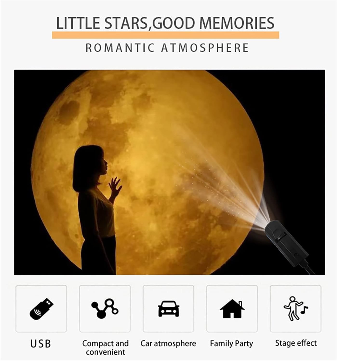Galaxy Planet & Moon Projector Lamp LED 360° Rotating Night Light USB Powered US