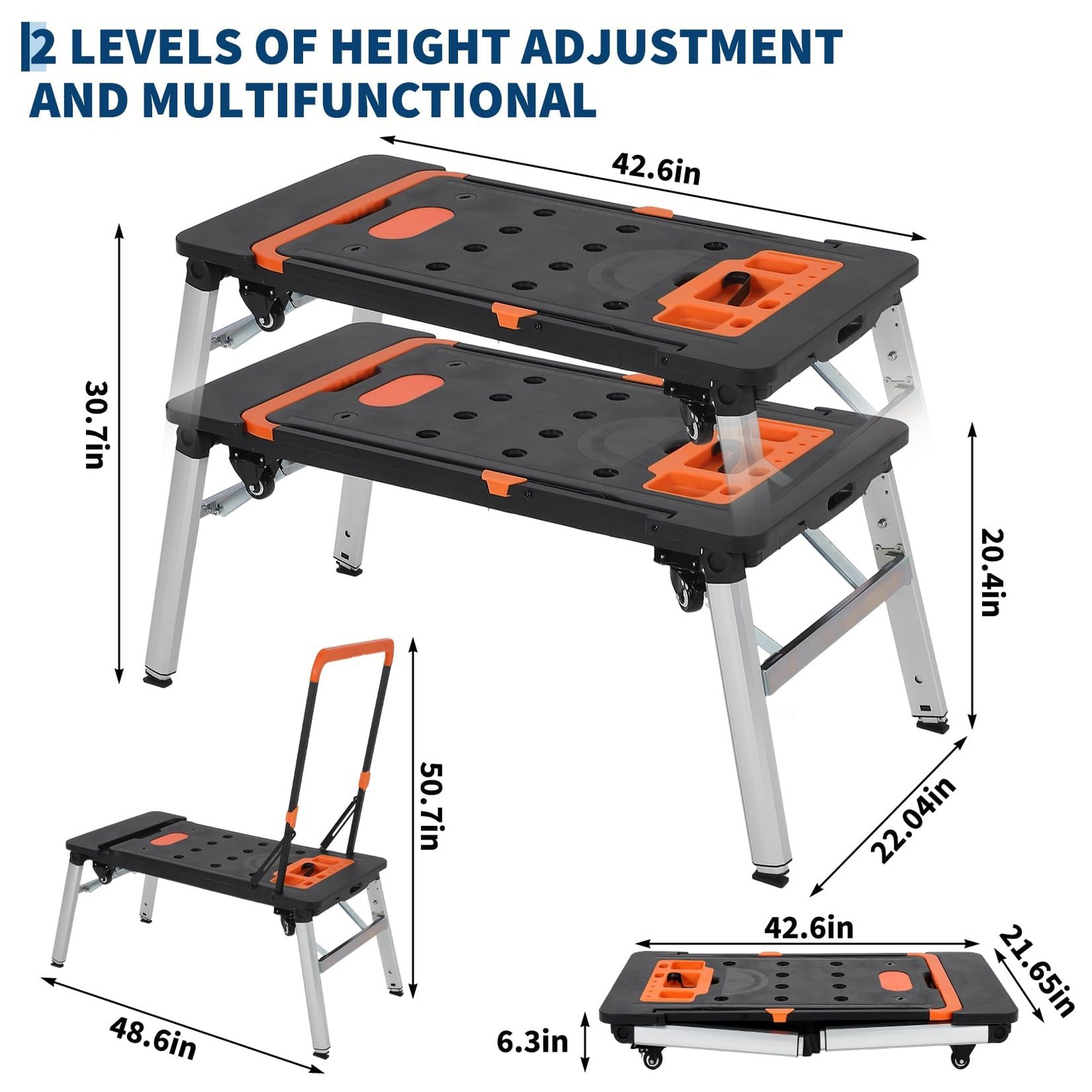 7-in-1 Portable Workstation, Work Table Folding Workbench ,Low Work Platform DIY