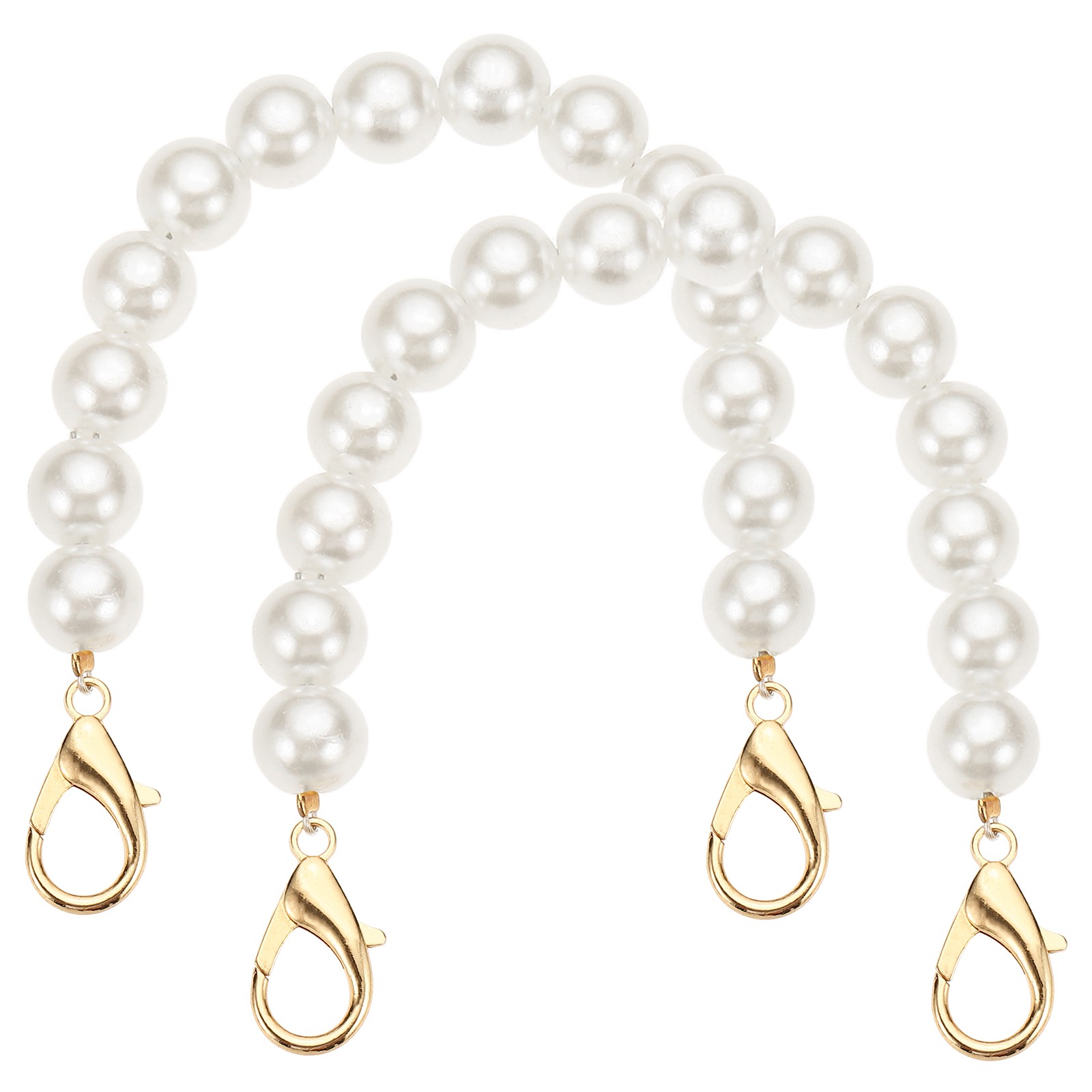 2 Pack 8" Imitation Pearl Purse Strap with Lobster Clasp [Golden]