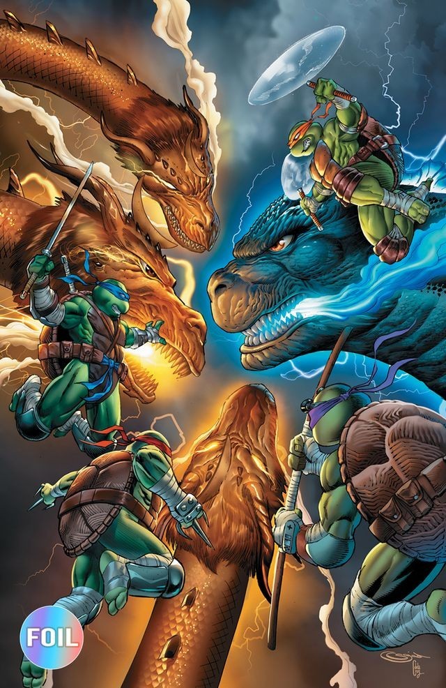 TMNT X Godzilla 1 Sajad Shah Variant B Virgin Foil LTD 500 CB