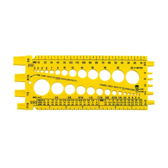 Nut, Bolt & Thread Gauge Measuring Tool Metric & Harley Bolt Sizes