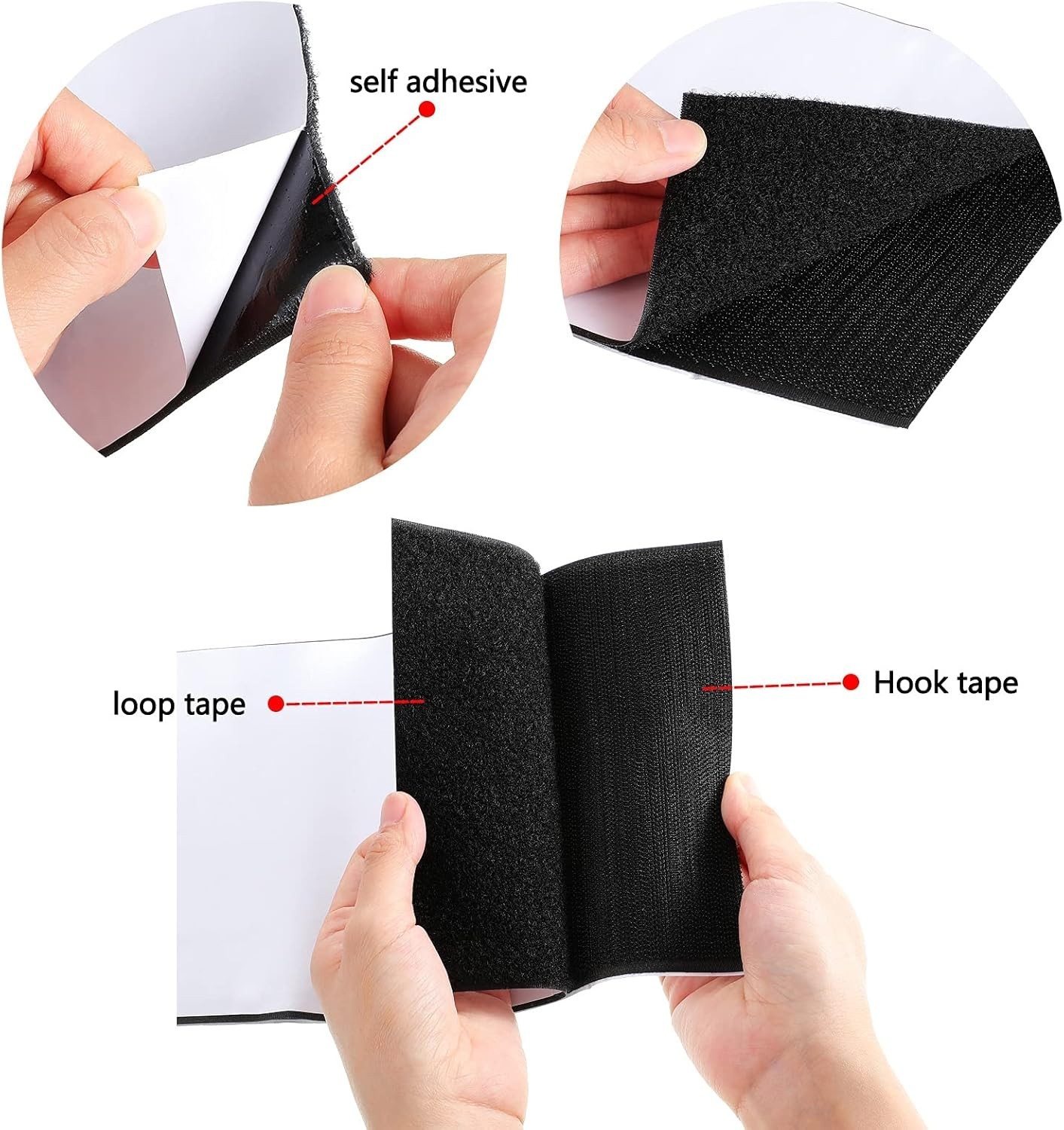6 Inch x 1 Yard Hook and Loop Tape Double Sided Hook and Loop Tape with Adhesive