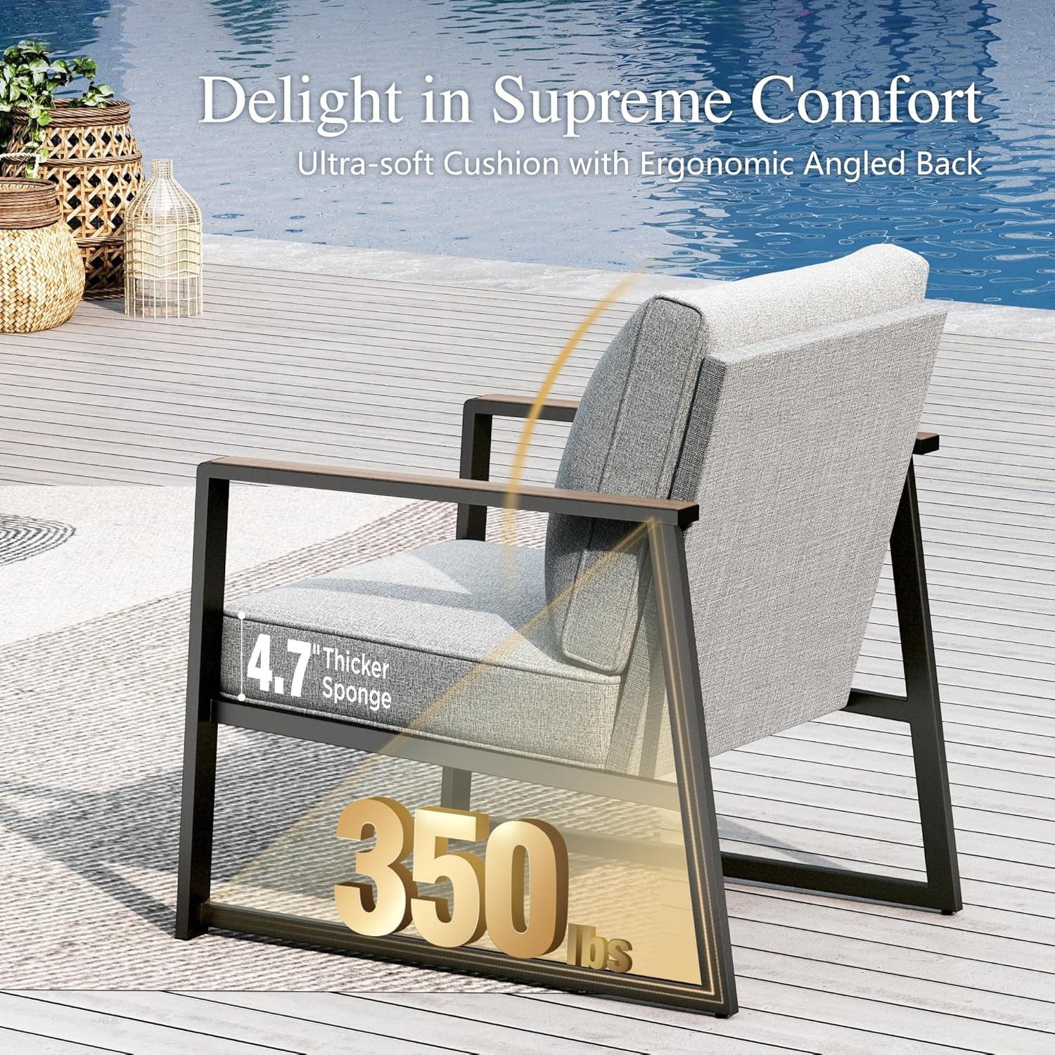 5 Piece Patio Furniture Sets Outdoor Conversation Sectional Sofa w/ Coffee Table