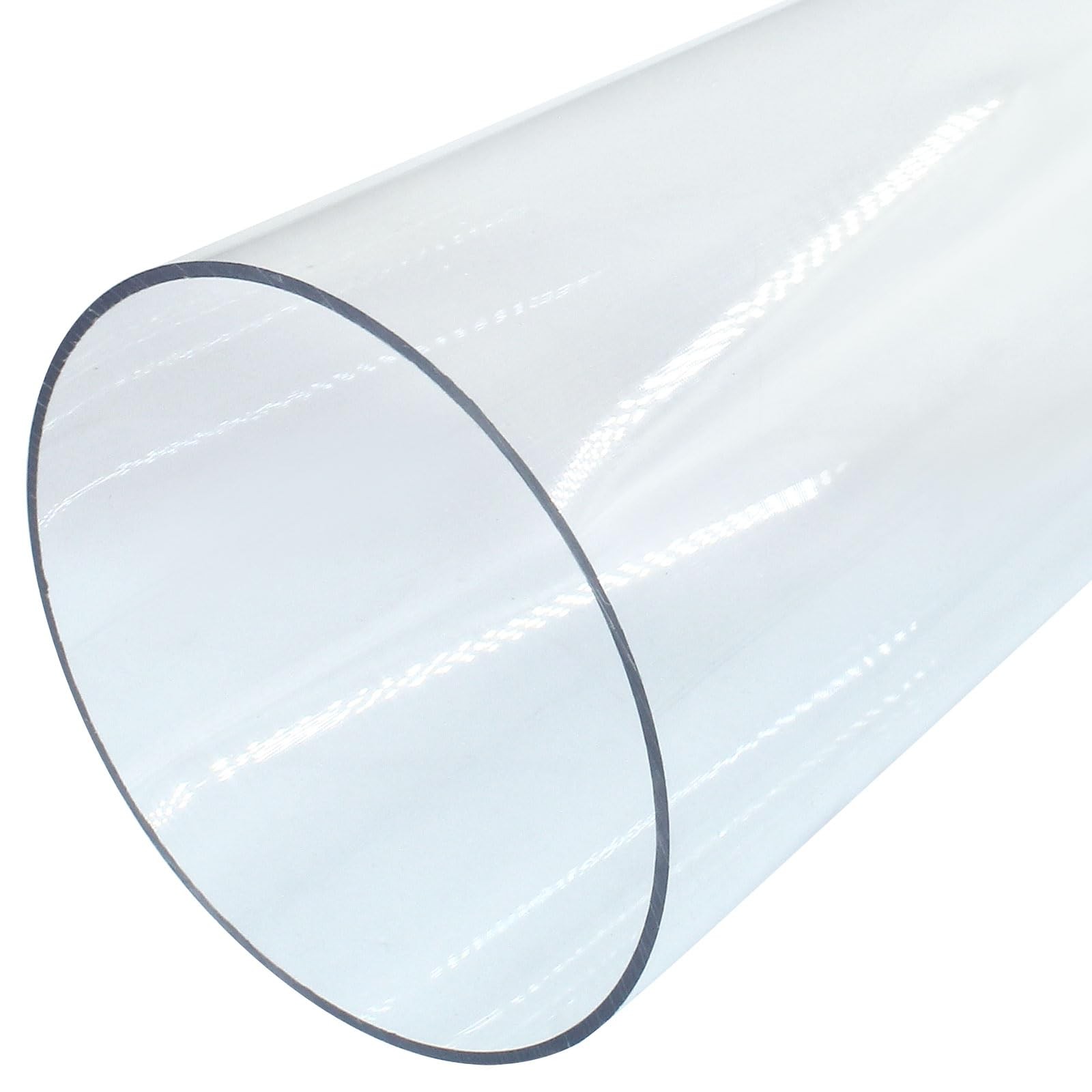 Round Clear Rigid Tubing Pipe 3.78 ID x 4 OD x 12 Inch Polycarbonate Plastic