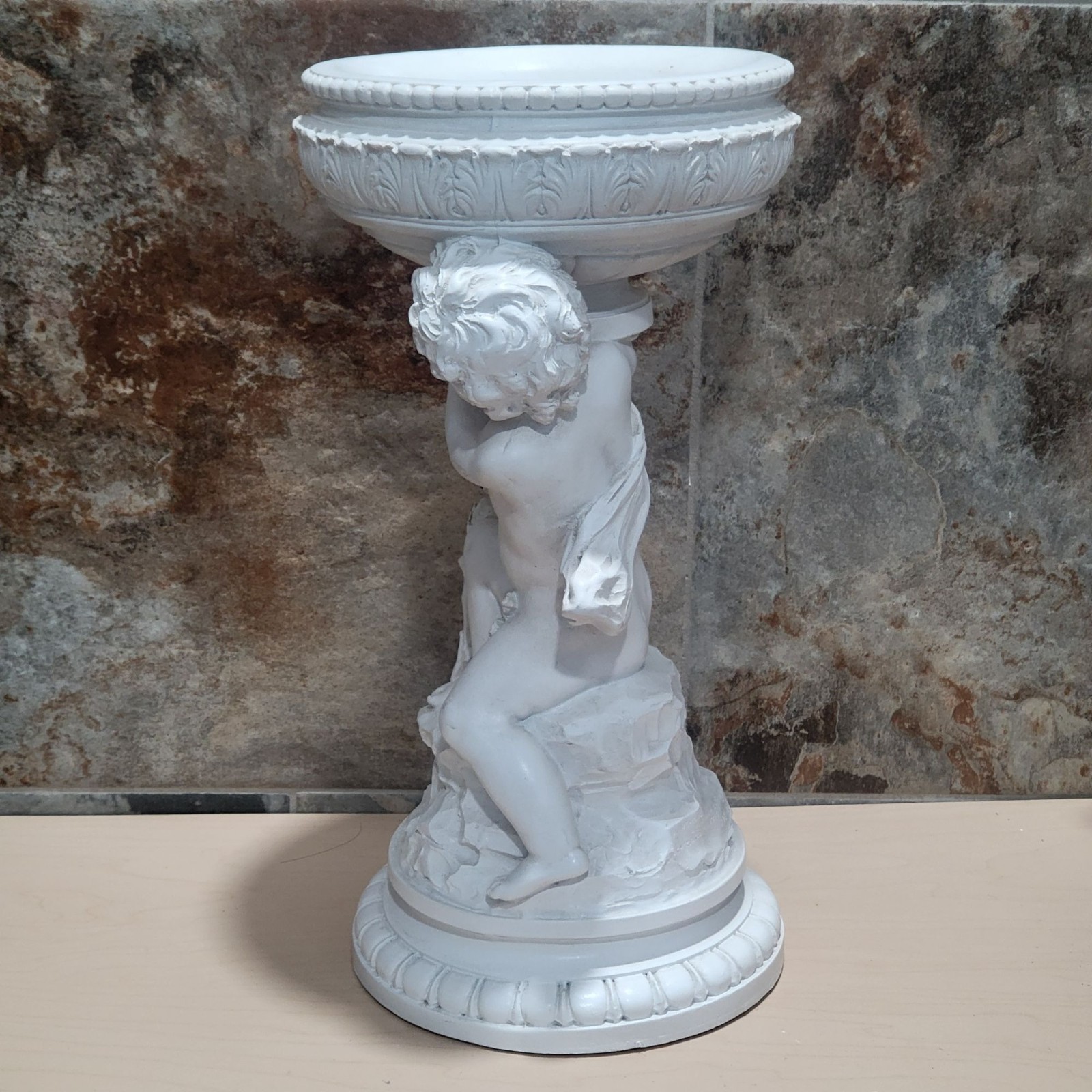 Vintage White Cherub Planter Decorative Garden Statue