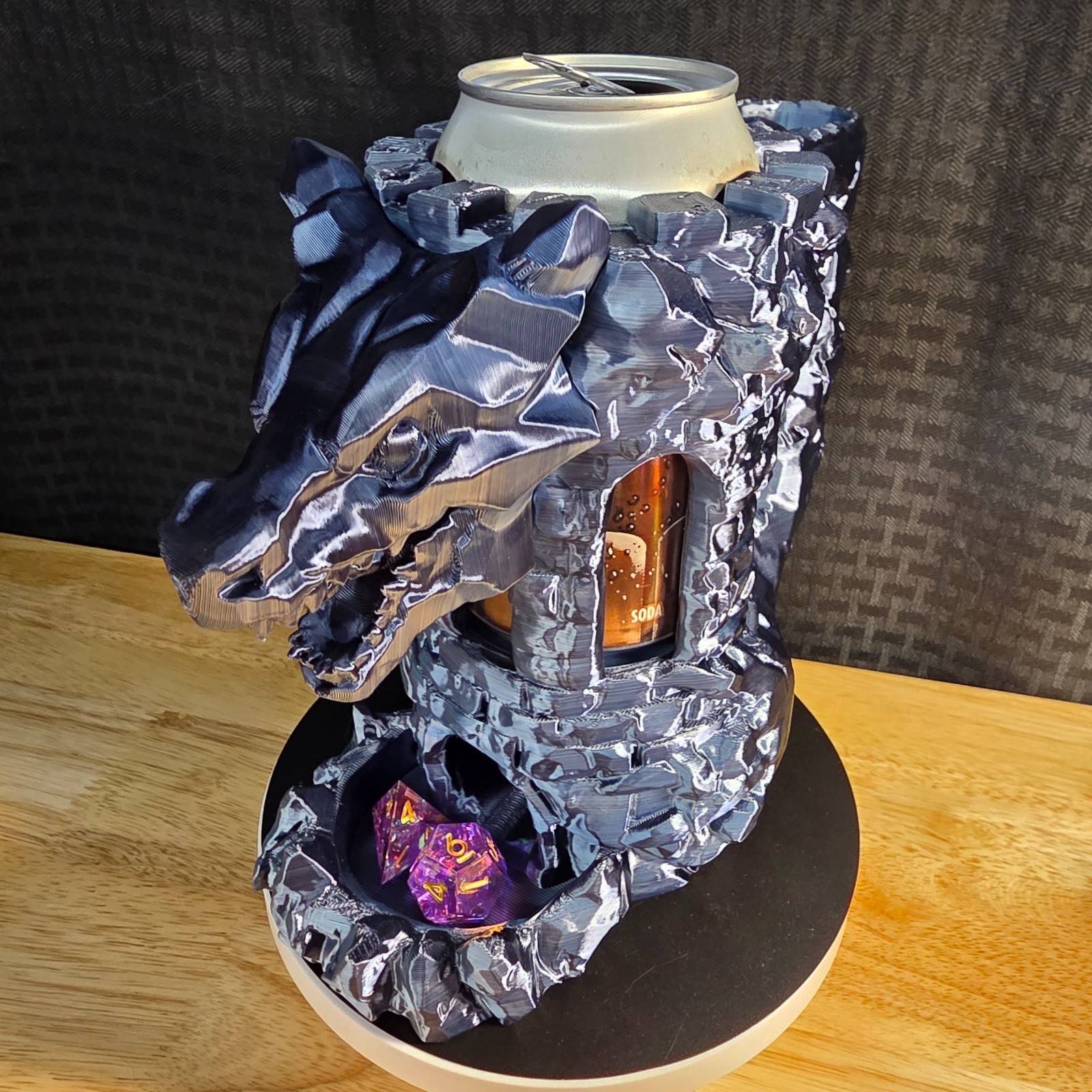 Dragons Fortress Dice Tower, 12 oz Can Holder, DND, 3D Printed Items