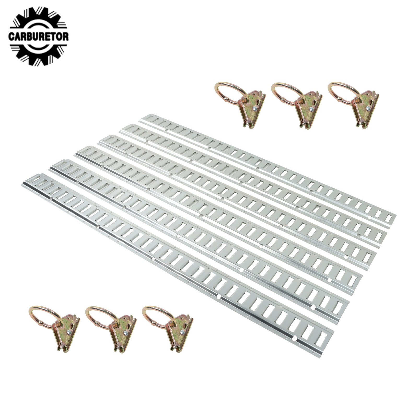 Silver 12 Pack 60" E Track Rail Sections With Mounting Hardware Fit For Garages