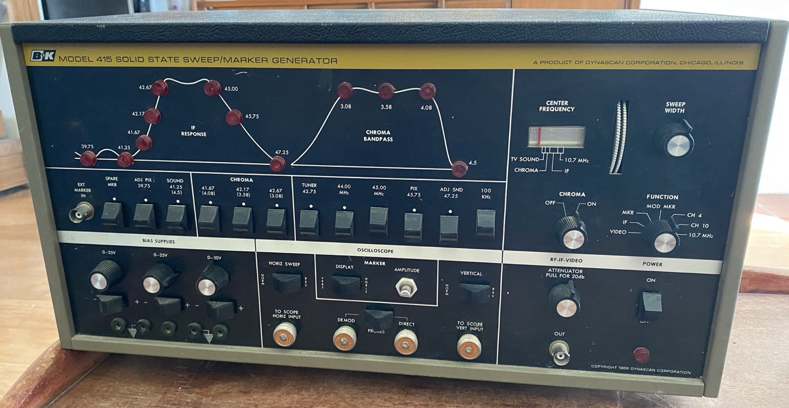 B&K Precision Model 415 Solid State Sweep/Marker Generator With Cords Untested