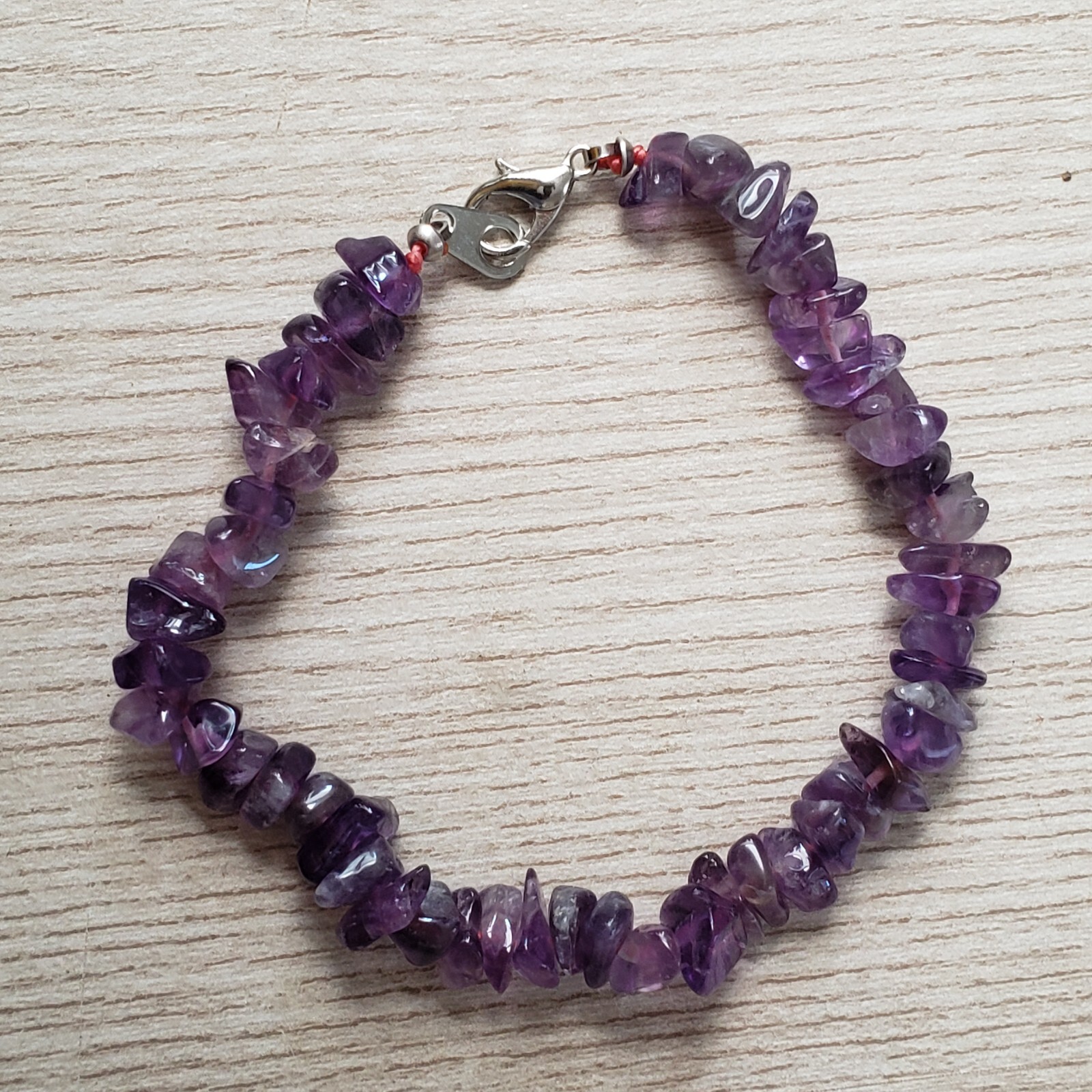 Hand- Made GENUINE * AMETHYST STONE * BRACELET 7" Long ,7-8MM - USA