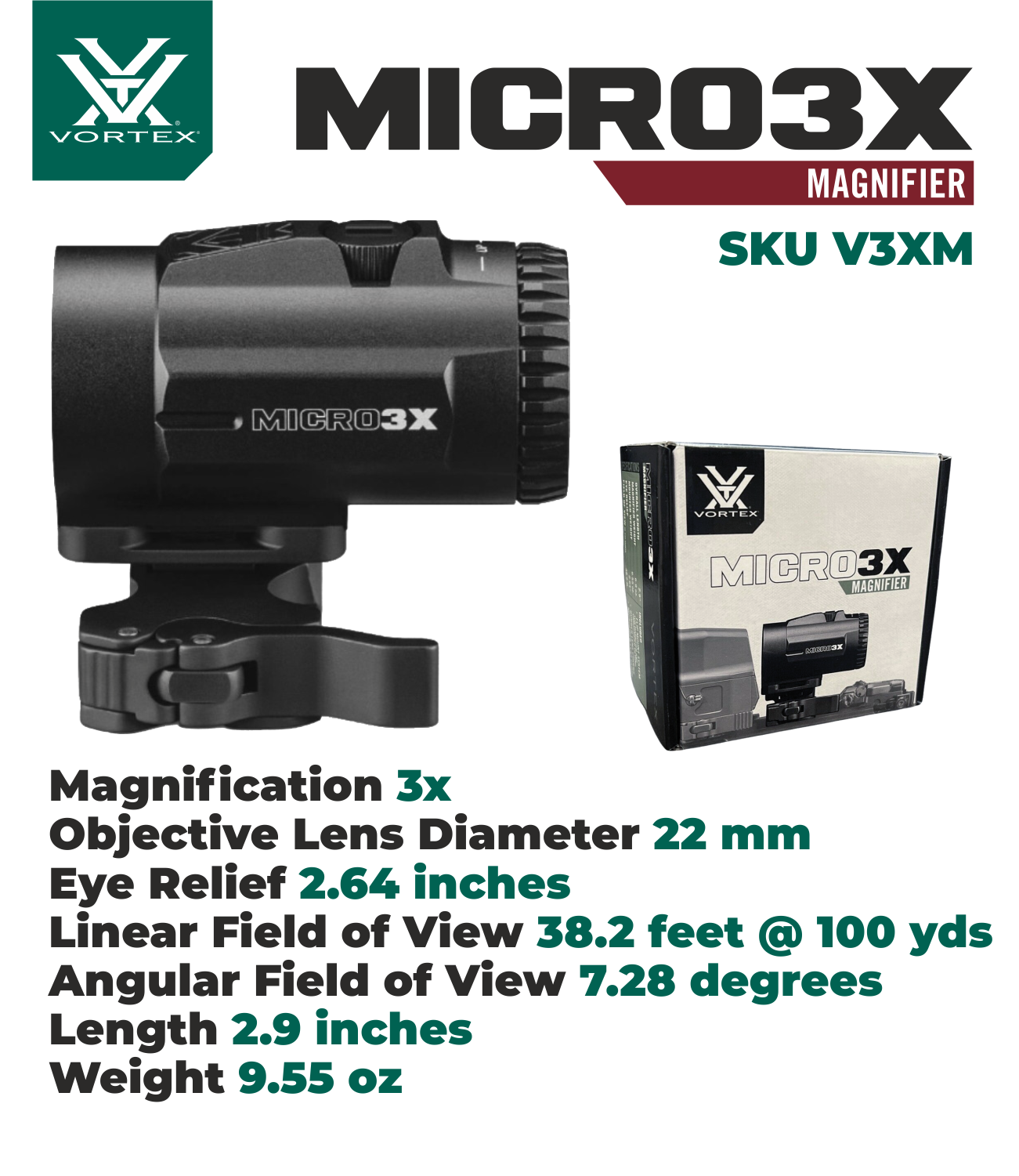 Vortex Optics Strikefire II Red/Green Dot Scope w/ 3x Magnifier & CD Hat Bundle