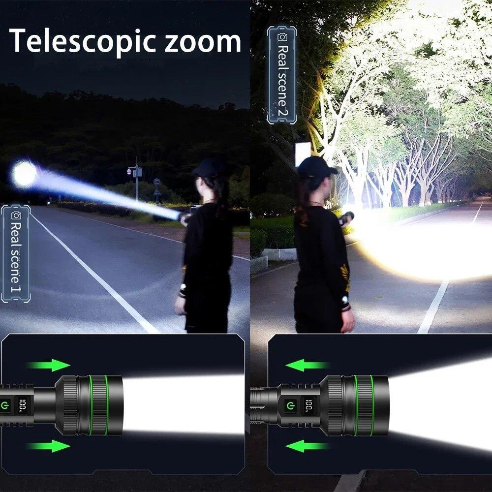 Powerful LED Flashlight Zoomable Camping Torch - 26650 Battery Tactical Lantern