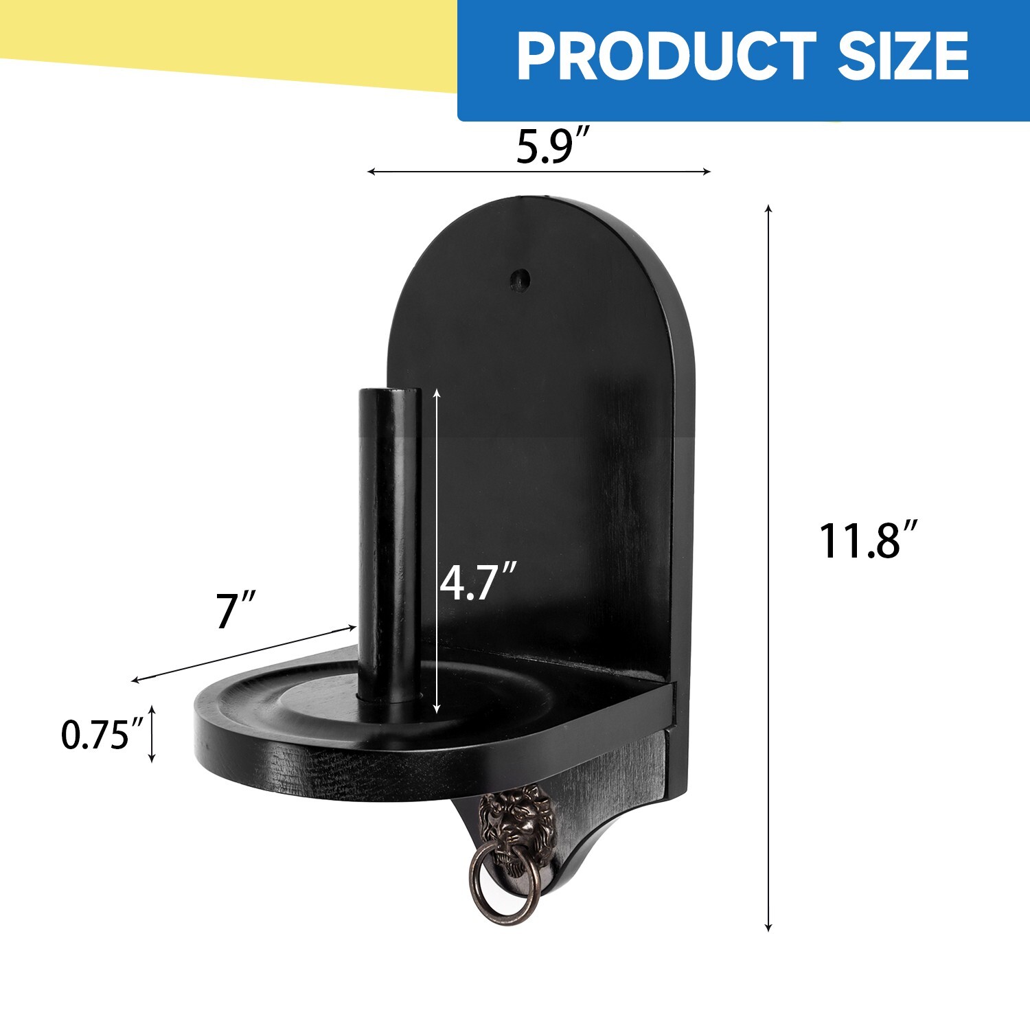 Billiard Wall Mounted Wood Cone Chalk Pool Table Holder - Black