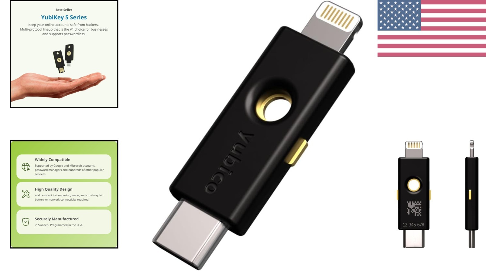 YubiKey 5Ci - Multi-Factor authentication MFA Security Key and passkey for iP...